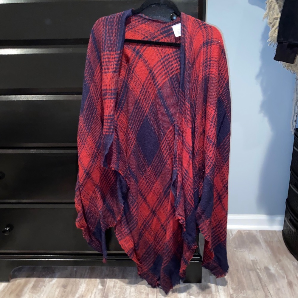 Plaid red and black kimono